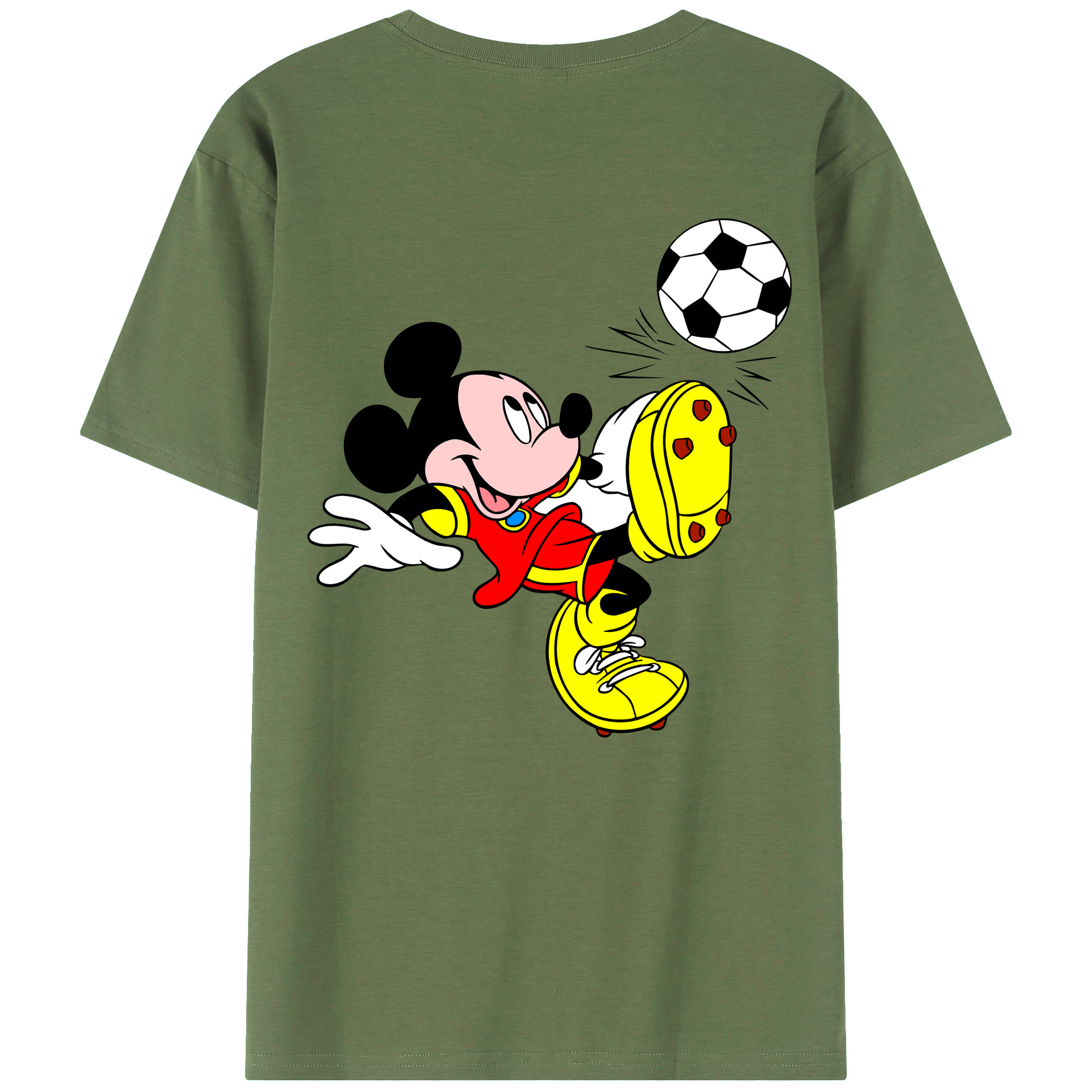 ミッキーマウス Mickey Mouse 綿100％ メンズ半袖Tシャツ（バックプリント） 通気性